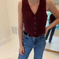 Brand New Beautiful Burgundy Corduroy Vest. Perfect For Transitioning To Fall. Size Is Xs, But It Runs A Little Big Imo And Would Fit A Size Small As Well. Corduroy Vest, House Of Harlow 1960, House Of Harlow, Color Purple, Womens Tops, Brand New, Purple, Red, Women Shopping