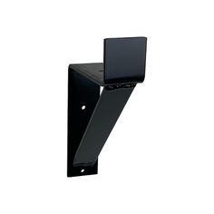 a black metal shelf bracket on a white wall