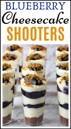 blueberry cheesecake shooters with text overlay