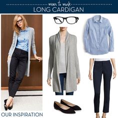 Cardigan Outfit Office, Casual Cardigan Outfits, Business Casual Cardigan, Long Cardigan Outfit, Long Cardigans, Women Long Cardigan, Cardigan Outfit, Workwear Fashion