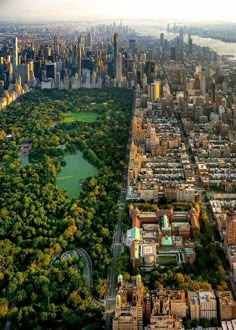 an aerial view of new york city and central park