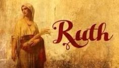 a painting of a woman standing in front of a wall with the word ruth written on it