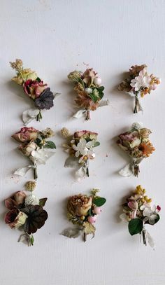 a bunch of flowers that are sitting on a table together, all in different shapes and sizes