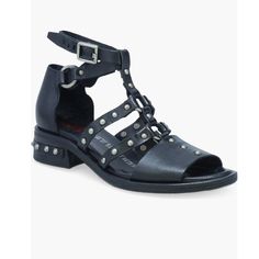 Nwt - New With Tag Size 42 Us 11.5 - 12 Gleaming Studs Highlight The Low Block Heel And Strappy Upper Of A Cage Sandal Made From Grained Leather For A Luxe Appearance. Retails $319.95 1 1/2" Heel Leather Upper And Lining/Rubber Sole Black Leather Punk Sandals, Edgy Leather Sandals For Spring, Comfortable Leather Sandals, Tan Gladiator Sandals, White Leather Sandals, White Sandals Heels, Boho Sandals, Tory Burch Sandals, Caged Sandals