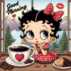 Good Morning Betty Boop Good Morning Betty Boop, Happy Thursday Images, Cheerful Quotes, Thursday Images, Betty Boop Quotes, Heather Stillufsen, Good Morning Coffee Images, Morning Coffee Images, Betty Boop Cartoon