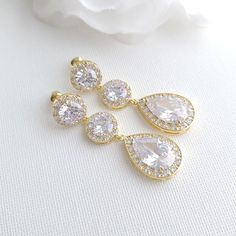 Cubic Zirconia Gold Earrings Gold Bracelet Wedding, Rose Gold Earrings Wedding, Rose Gold Bridal Earrings, Gold Earrings Wedding, Crystal Bridal Earrings, Bridal Earrings Drop, Gold Bridal Earrings, Gold Jewelry Sets, Halo Style