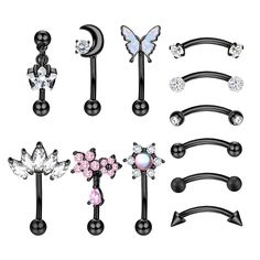 PRICES MAY VARY. Package: The item contains 12pcs different styles of rook piercing jewelry, as the picture shows. These curved barbell piercing jewelry can be used as eyebrow rings, rook earrings, daith piercing jewelry, tragus piercing, helix jewelry, small belly button rings and anti-eyebrow piercing. Size: Bar thickness: 16g(1.2mm); bar length: 8mm(5/16"); samll ball size:3mm, beauty and dainty, perfect daith earrings for women and men. Quality Material: Designed with a focus on comfort, saf Small Belly Button Rings, Surface Tragus Piercing, Surface Tragus, Anti Eyebrow, Small Belly, Eyebrow Piercing Jewelry, Eyebrow Rings, Daith Piercing Jewelry, Tragus Piercing Jewelry