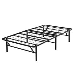 a metal bed frame is shown with no mattresses on the top and bottom rails