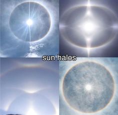 the sun halos are shown in four different pictures