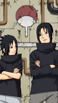 two anime characters with their arms crossed