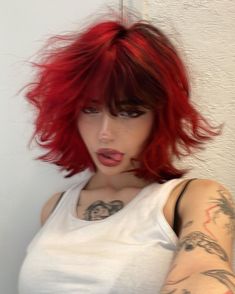 Fem Pfp, Pfp Irl, Short Dyed Hair, Poofy Hair, Short Red Hair, Short Grunge Hair, Dyed Red Hair