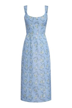 OTM Exclusive: Numa Blue Floral Ikat Corset Dress | Over The Moon