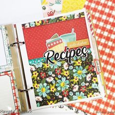 an open recipe book sitting on top of a table