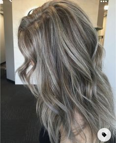 Lowlights For Grey Hair Going Gray, Smoky Blonde Highlights, Dark Blonde Hair With Silver Highlights, Light Brown Hair Silver Highlights, Light Brown With Platinum Highlights, Light Brown Hair With Silver Highlights, Grey Blending Highlights, Brown Hair With Silver Highlights