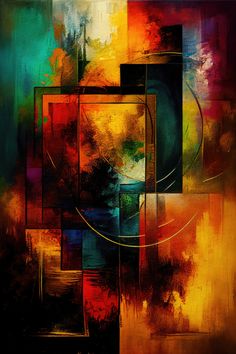 an abstract painting with many different colors