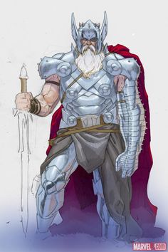 Old Thor King Thor, Thor Art, Thor Comic, Arte Nerd, Comics Illustration, Bd Art, The Mighty Thor, Comic Poster, Marvel Comic Universe