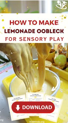 how to make lemonade oobleck for sensory play with pictures and instructions