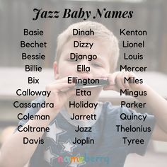 a young boy holding a cell phone to his face with the names of baby names on it