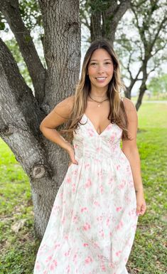 Are you looking for a versatile dress for every occasion this spring and summer?! If so, you're in the right place! This gorgeous watercolor printed dress is lightweight, yet heavy on the details...Pair her with a denim jacket for a little extra coverage, or a pair of wedges for a casual day. Maxi dress Color: off white with specs of pink/green/taupe Spaghetti straps [adjustable] Smocked at back Corset detail on front Lined [non-sheer] Material: 100% polyester Trendy Spring Floral Print Dresses, Trendy Floral Print Dresses For Spring, Spring Breezy Dress Down Dresses, Breezy Spring Dress Down Dresses, Breezy Spring Dress For Casual Wear, Spring Sundress For Casual Wear, Trendy Spring Sundress For Casual Occasions, Trendy Spring Sundress For Casual Wear, Cotton Sundress For Garden Party In Spring