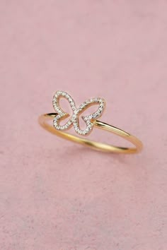 Statement Butterfly Ring, Gold Diamond Butterfly Promise Ring, Wedding Bridesmaid Gift for Her, 14k 18k 10k Gold Ring for Women Our gold diamond rings are perfect choice for a Christmas, Mother's Day, valentine's day, birthday, wedding, anniversary, graduation, engagement, bridesmaid, and best friends gift. It's a good way to show appreciation to your mom, girlfriend, wife, grandmother, grandchildren, daughter, sister, best friend, boss or a co-worker. Also, a special treat just for yourself. FE Rings For Girls Gold, Butterfly Gold Ring, Ring Design For Women, Ring Gold Diamond, Gold Butterfly Ring, Thoughtful Wedding Gifts, Unique Promise Rings, Gold Ring For Women, Pretty Jewelry Necklaces