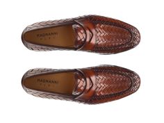 From the Línea Flex Collection, the Herman is a sophisticated hand-woven penny loafer. Extensive detail is displayed on the woven pattern which shows movement through the entirety of the shoe. Línea Flex blends classic Bologna construction with additional features for increased flexibility. With movement similar to a deconstructed shoe, Línea Flex provides a comfortable option for any dress or casual occasion. Formal Brown Woven Leather Loafers, Classic Business Loafers With Woven Sole, Brown Formal Loafers With Woven Sole, Formal Brown Loafers With Woven Sole, Elegant Brown Woven Leather Loafers, Classic Woven Leather Loafers, Elegant Woven Leather Loafers, Elegant Business Loafers With Woven Sole, Woven Pattern