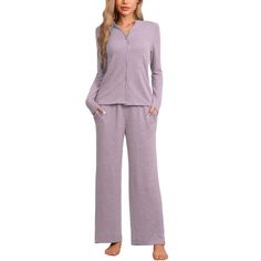 This comfortable women's pajama set features a regular fit and a casual, cute style, making it perfect for relaxing at home or for leisure activities. The fashionable and attractive design makes it suitable for wearing as pajamas, casual wear, lounge wear, jogging attire, workout set, outing outfit, sleepwear, and more. The pajama set includes a top with a full button-down front for easy wear, and the bottoms feature an elastic waistband for maximum comfort. The matching set is made of comfy fab Relaxed Fit Sleepwear With Buttons For Loungewear, Casual Loungewear Sets With Button Closure, Casual Sleep Sets With Buttons, Casual Sleepwear Sets With Buttons, Relaxed Fit Sleepwear With Button Closure For Pajama Party, Casual Sleepwear With Button Closure For Lounging, Casual Buttoned Sleepwear For Loungewear, Casual Sleepwear With Buttons For Sleepover, Casual Button-up Sleepwear For Lounging