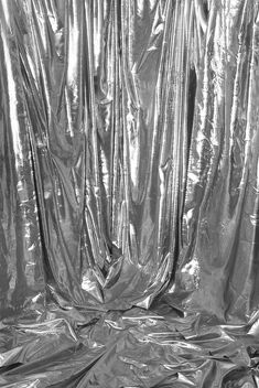 black and white photograph of metallic foil