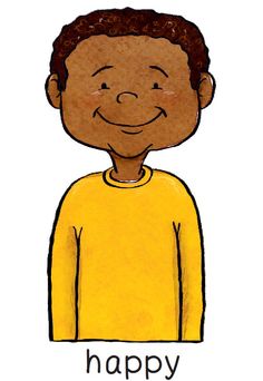 a drawing of a boy with the words happy on it's chest and bottom half