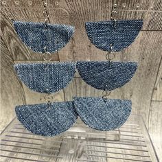 Item: Half Full Earrings Full Earrings, Denim Earrings, Denim Crafts Diy, Denim Jewelry, Bold Earrings, Rope Crafts, Denim Crafts, Denim Diy, Crafts Jewelry