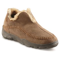 PRICES MAY VARY. WARM MOCCASIN SLIPPERS – These moccasin slippers for men offer soothing warmth and comfort. Cozy indoor/outdoor shoes that are perfect to step into after a hectic workday or hunt INDOOR/OUTDOOR SHOES – House slippers for men are designed with indoor/outdoor rubber outsoles that provide traction inside and can also handle short trips outside FUR-LINED FOR WARMTH – Feel your feet melt in a bed of comfort in these fur-lined suede moccasins. They keep your feet warm and also give th Comfortable Suede Slippers For Outdoor, Comfortable Brown Outdoor Slippers, Comfortable Moccasins With Round Toe, Cozy Outdoor Slippers With Rubber Sole, Outdoor Cozy Slippers With Rubber Sole, Comfortable Brown Winter Moccasins, Comfortable Winter Slip-ons, Casual Winter Slip-on Moccasins, Cozy Brown Slip-on Slippers