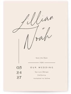 an elegant wedding card with the words,'save the date for our wedding '