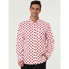 The polka-dot shirt is a weekend wardrobe essential. This shirt has a curved hem, both practical and versatile. With a cotton construction and fitted tailoring, this all-over dots print button-down features a spread collar. Layer this shirt over a basic tee for a nod to laid-back summer style. Style with jeans and sneakers to build up a casual, smart look. Cotton Polka Dot Shirt With Button Closure, Polka Dot Cotton Shirt With Button Closure, Polka Dot Cotton Shirt For Spring, Spring Cotton Polka Dot Shirt, Spring Polka Dot Cotton Shirt, Style With Jeans, Long Sleeves Dress, Dot Shirt, Slim Fit Dress