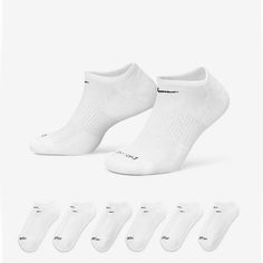 Nike Training No-Show Socks (6 Pairs) Nike Everyday Plus Cushioned Size M - Men’s 6-8; Women’s 6-10; Size L - Men’s 8-12; Wmn 10-13 New With The Tag Authentic The Nike Everyday Plus Cushioned Socks Bring Comfort To Your Workout With Extra Cushioning Under The Heel And Forefoot And A Snug, Supportive Arch Band. Sweat-Wicking Power And Breathability Up Top Help Keep Your Feet Dry And Cool To Help Push You Through That Extra Set. White/Black Style: Sx6898-100 Benefits Cushioning Under The Forefoot Nike Dry Fit Socks Ankle, Nike Casual Non-slip Socks, Nike Socks Women, Nike Anti-odor Comfortable Socks, Nike Socks Pack, Nike Non-slip Socks For Sports, Nike Compression, Dri Fit Socks, Nike Crew Socks