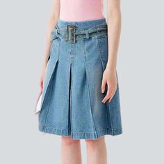 Discover the latest midi pleated women's denim skirt from our 2023 Summer Collection ââ‚?the perfect fusion of '90s nostalgia and contemporary style!Why They're Your New Summer Must-HaveSporting an urban midi form that captures the essence of the '90s grunge movement. these denim skirts combine alternative attitude with a touch of elegance. The mid-waisted design offers a sleek slim silhouette to accentuate your curves while the distressed pattern creates a striking visual. A resilient zipper an Midi Jean Skirt, Denim Skirts Online, Denim Clothes, Dressy Attire, Womens Denim Skirts, Midi Denim, Denim Clothing, Light Jeans, Denim Skirt Women