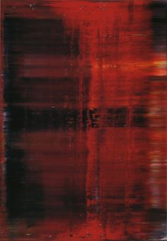 an abstract painting with red and black colors