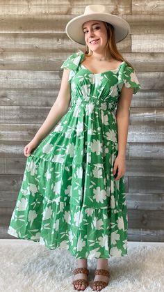 wishlist green and white floral maxi dress flutter sleeves WL23-8121 Summer Flutter Sleeve Maxi Dress For Garden Party, Summer Maxi Dress With Flutter Sleeves For Garden Party, Green Ruffled Maxi Dress For Vacation, Green Sundress Maxi Dress For Brunch, Summer Maxi Dress With Flutter Sleeves, Flowy Floral Dress With Flutter Sleeves For Vacation, Green Short Sleeve Sundress Maxi Dress, Green Flutter Sleeve Summer Dress, Green Flutter Sleeve Beach Midi Dress