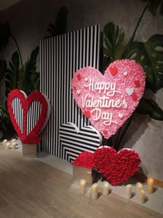 valentine's day decorations with candles and flowers