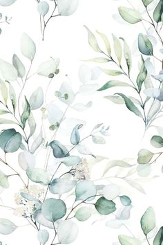 watercolor painting of green leaves and branches