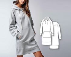 a women's hoodie dress and jacket sewing pattern