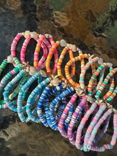 Embrace the sun-soaked days of summer with our handmade Clay Bead Bracelets, designed to add a pop of color and a touch of boho-chic to your seasonal wardrobe. Each bracelet is carefully crafted with high-quality, lightweight clay beads in a dazzling array of vibrant colors, making them the perfect accessory for any summer outfit. Features: 🥥 Handmade with Love: Each bracelet is meticulously handcrafted, ensuring unique variations and a personal touch in every piece. 🌴 Vibrant Colors: Featurin Clay Beads Design Ideas, Ideas For Bracelets With Clay Beads, Preppy Summer Bracelets Clay Beads, Preppy Bracelet Ideas Summer, Preppy Beads, Clay Bead Bracelet Designs, Cute Summer Bracelet Ideas, Preppy Clay Bracelets, Clay Beads Idea