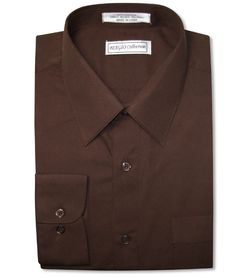 This is a BRAND NEW BIAGIO Collection 100% COTTON  CHOCOLATE BROWN Color Men's Dress Shirt with exquisite single needle tailoring and convertible / reversible cuffs.  SHIRT SIZE: 16 1/2 34/35 This shirt is adjustable so that it can be worn with or without cufflinks.  This long sleeve shirt is perfect with a business suit or a sport coat.  It has a button-down front, double-button cuffs, and point collar.  Some Features of the shirt:  Relaxed Fit Long Tails Single Needle Tailoring Color will not Formal Brown Button-up Shirt, Fitted Brown Shirt With Button Closure, Fitted Brown Shirt For Formal Occasions, Fitted Brown Shirt For Semi-formal Occasions, Elegant Fitted Brown Shirt, Classic Brown Collared Shirt, Collared Brown Business Shirt, Brown Collared Business Shirt, Fitted Brown Collared Shirt