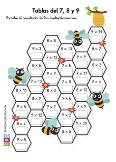 a printable worksheet for the number seven, with bees and honeycombs