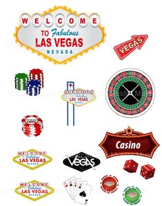 the las vegas sign and casino symbols