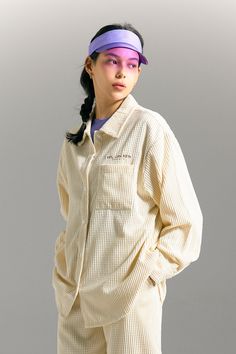 This product is a soft fabric shirt, making you comfortable wearing it. You can also wear it with jogger pants to make it more stylish. Casual Beige Shirt For Winter, Casual Beige Winter Shirt, Casual Collared Waffle Knit Top, Casual Beige Shirt For Streetwear, Casual Waffle Knit Tops For Streetwear, Urban Outerwear For Spring Loungewear, Casual Waffle Knit Button-up Top, Urban Spring Loungewear Tops, Beige Cotton Shirt For Loungewear