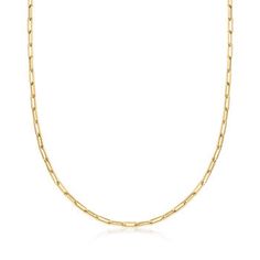 Ross-Simons - Italian 14kt Yellow Gold Paper Clip Link Necklace. 18". Make a statement wearing this glowing Italian piece. Shining in glossy 14kt yellow gold, these elegant paper clip links create a stunning necklace. A must-have for your fine jewelry collection. Lobster clasp, 14kt yellow gold link necklace. Luxury Paperclip Necklaces For Formal Events, Luxury Formal Paperclip Necklace, Yellow Gold Paperclip Necklaces For Formal Events, Elegant Yellow Gold Paperclip Chain Necklace, Elegant Formal Paperclip Necklace, Classic Paperclip Chain Necklace For Formal Occasions, Classic Formal Paperclip Chain Necklace, Formal Paperclip Chain Necklace With Box Chain, Formal Paperclip Box Chain Necklace