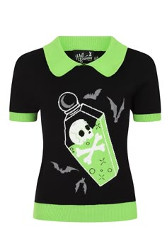 Spooky But Cute, Poison Bottle, Attitude Clothing, Collared Sweater, Fitted Jumper, Bunny Outfit, Jacquard Design, Spooky Designs, Collar Sweater