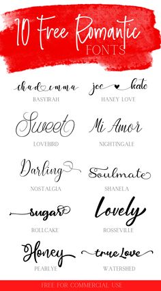 the 10 free romantic font styles to use for your wedding or valentine's day