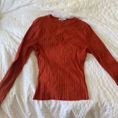 Urban Outfitters Long Sleeve Ribbed Woman’s Top, Orange Rusty Color. Never Worn, Fitted Top, Long Sleeves Orange Ribbed Crew Neck Top, Urban Outfitters Crew Neck Tops For Fall, Fitted Orange Ribbed Top, Fitted Long Sleeve Orange Top, Urban Outfitters Long Sleeve Ribbed Tops, Urban Outfitters Ribbed Long Sleeve Tops, Trendy Orange Tops From Urban Outfitters, Trendy Orange Urban Outfitters Top, Urban Outfitters Red Long Sleeve Top