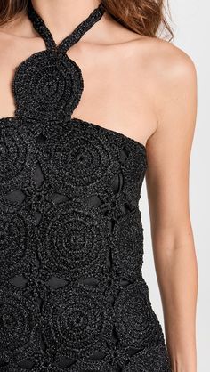 Simon Miller Beep Beep Dress | Shopbop Crochet Halter Dress, Simon Miller, Black Halter Dress, Crochet Halter, Fringe Trim, Halter Neckline, Threading, Halter Dress, Boho Chic