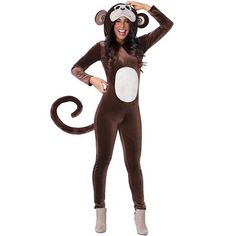 a woman in a monkey costume posing for the camera